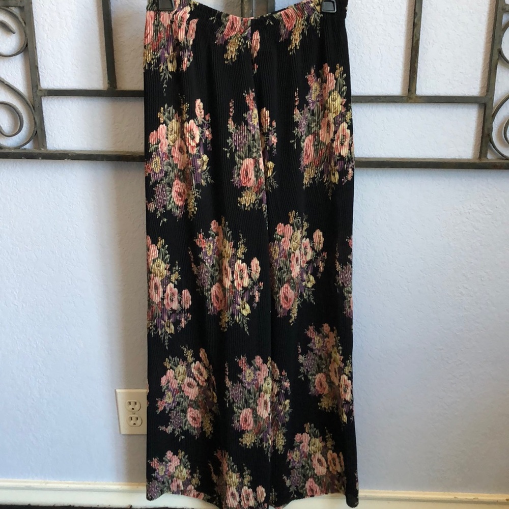VINTAGE EXPRESS high waisted Floral wide leg pants